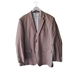Afazzy Voyage NY Men's Khaki 100% Linen Blazer Jacket - Size 46R NWT